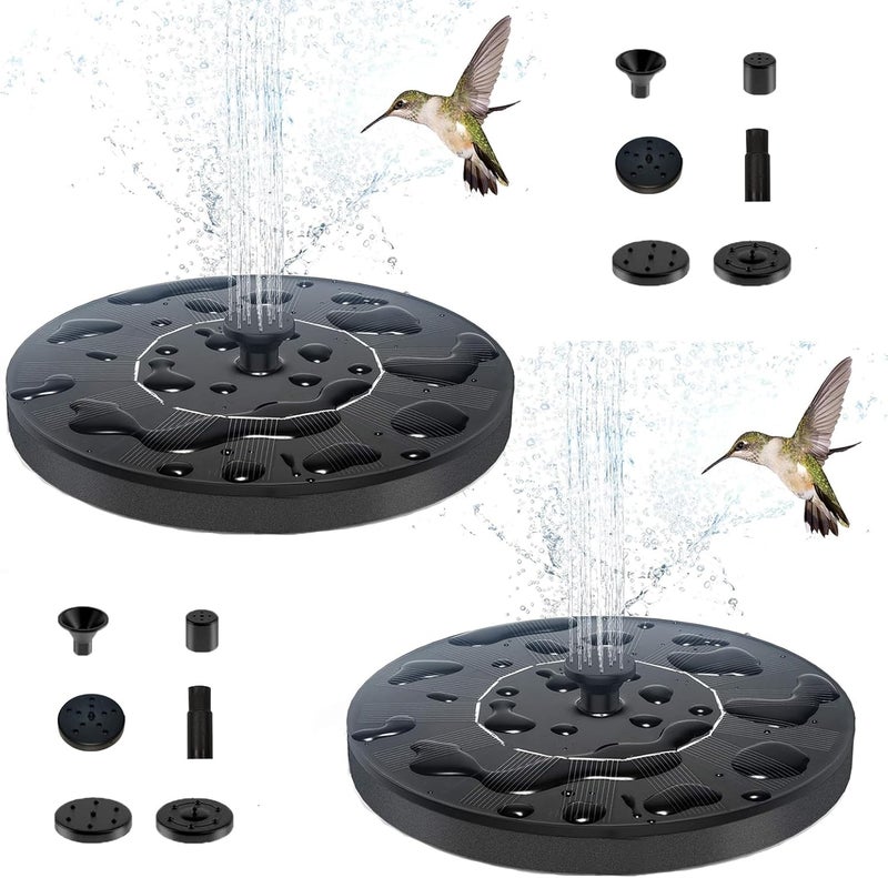 Honche 2 Pack Solar Water Fountain for Bird Bath, Upgrade 1.5W Solar Powered Bird Bath Pump with 6 Nozzles, Solar Powered Water Fountain Pump for Bird Bath, Garden, Pond, Pool, Outdoor, Black - Image 1